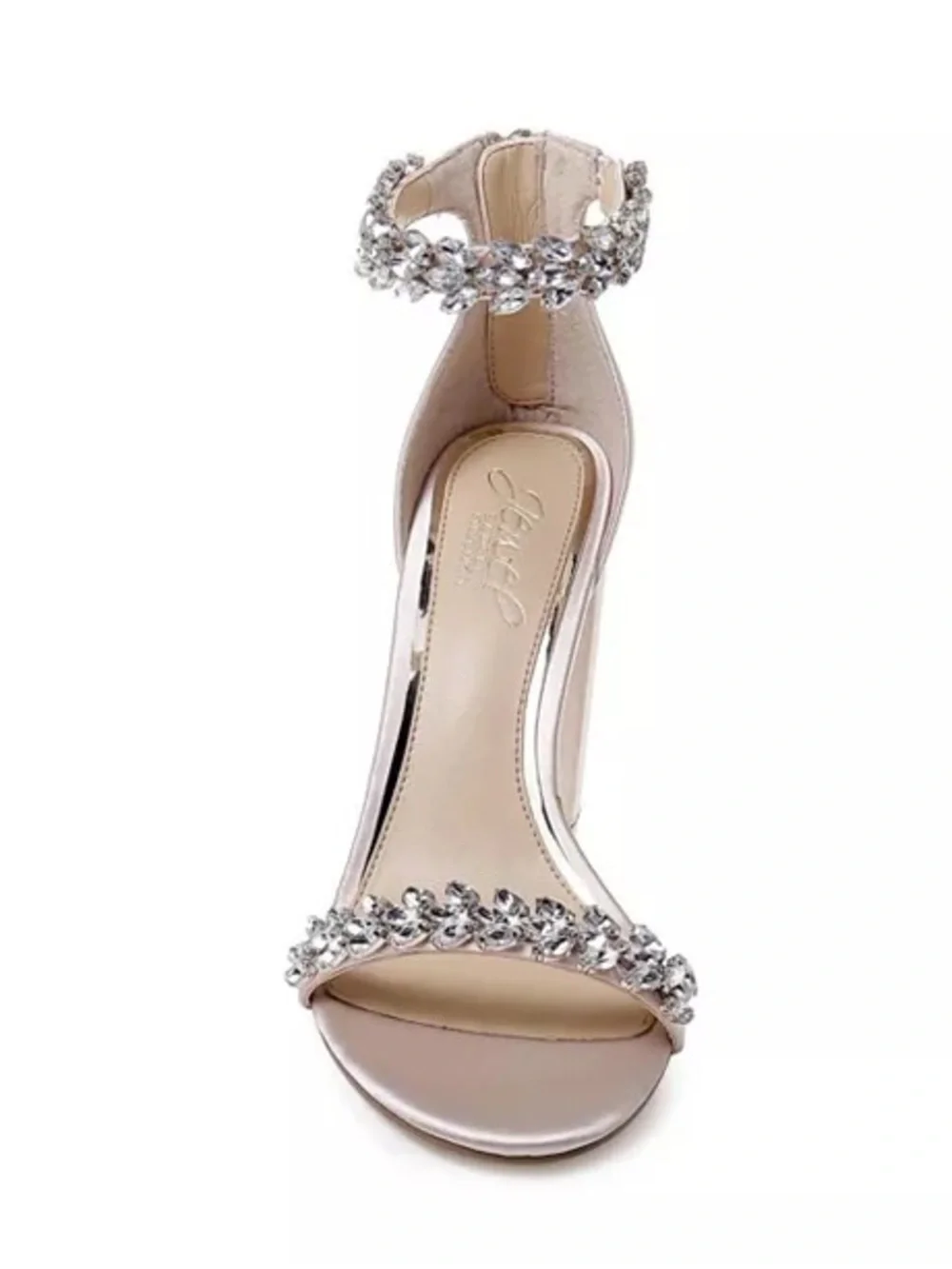 Jewel Badgley Mischka Mayra Block Heel Evening Embellished Sandals, Size 11, NEW